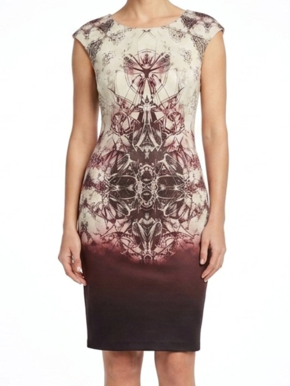 Dex "The Suit Shop" Abstract Print Stretch Scuba Dress- Sz. Sm